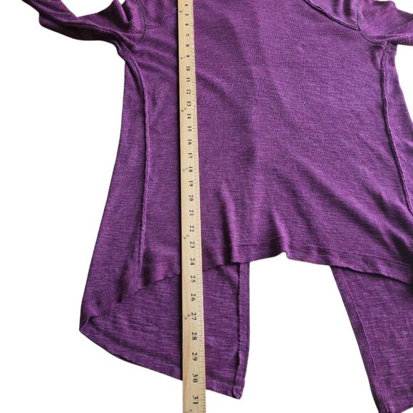 Free people Sz S burgundy juicy waffle knit split back top - Picture 6 of 8